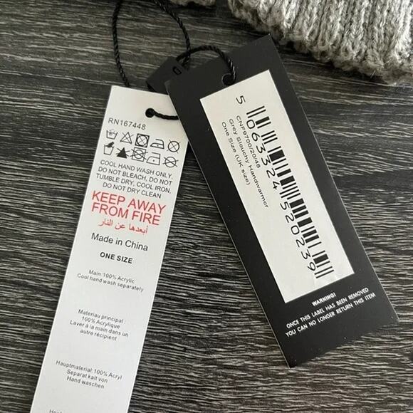 NEW PrettyLittleThing Soft Knit Cozy Ribbed Slouchy Stretchy Handwarmer OS Grey - Picture 11 of 16